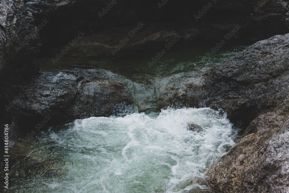 water flowing over rocks