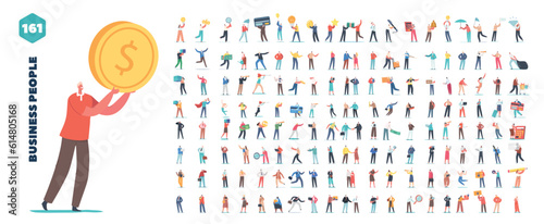 Versatile Set Of Business Characters Featuring Professionals In Various Roles, Suitable For Presentations, Infographics