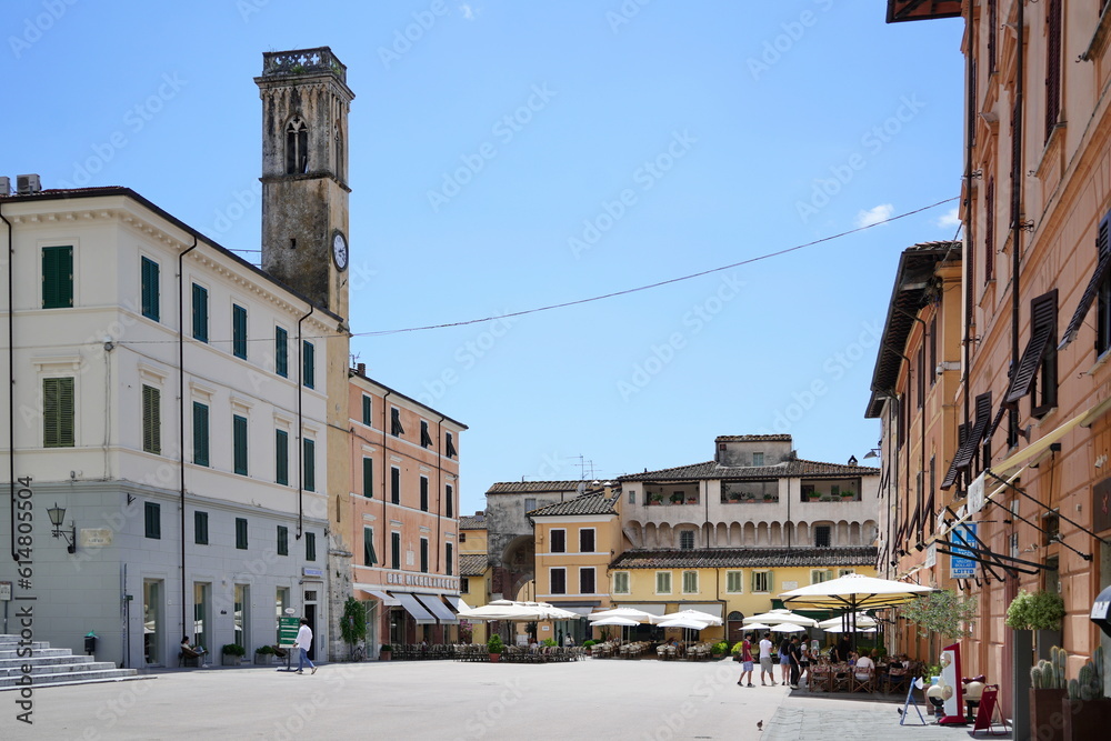 Pietrasanta, Tuscany. View of the main square and Cathedral, the church of San Martino, Italy