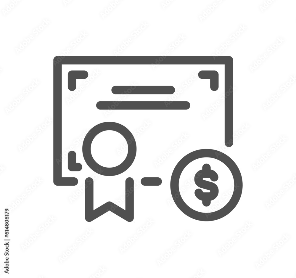 Diploma and certificate related icon outline and linear vector. Diploma and certificate related icon outline and linear vector.