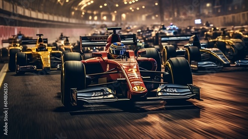 Formula 1 racing Cars, Generative AI photo