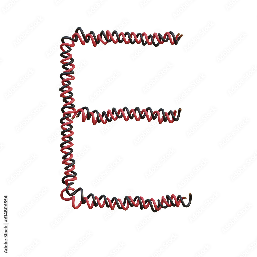 Twisted Electric Cable 3D Alphabet or PNG Letters