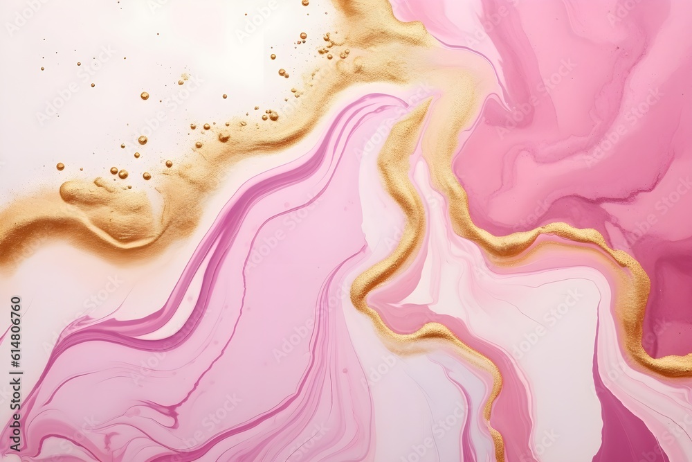 Abstract marble wallpaper background, luxury marble texture gold, and pink tone, created with Generative AI technology