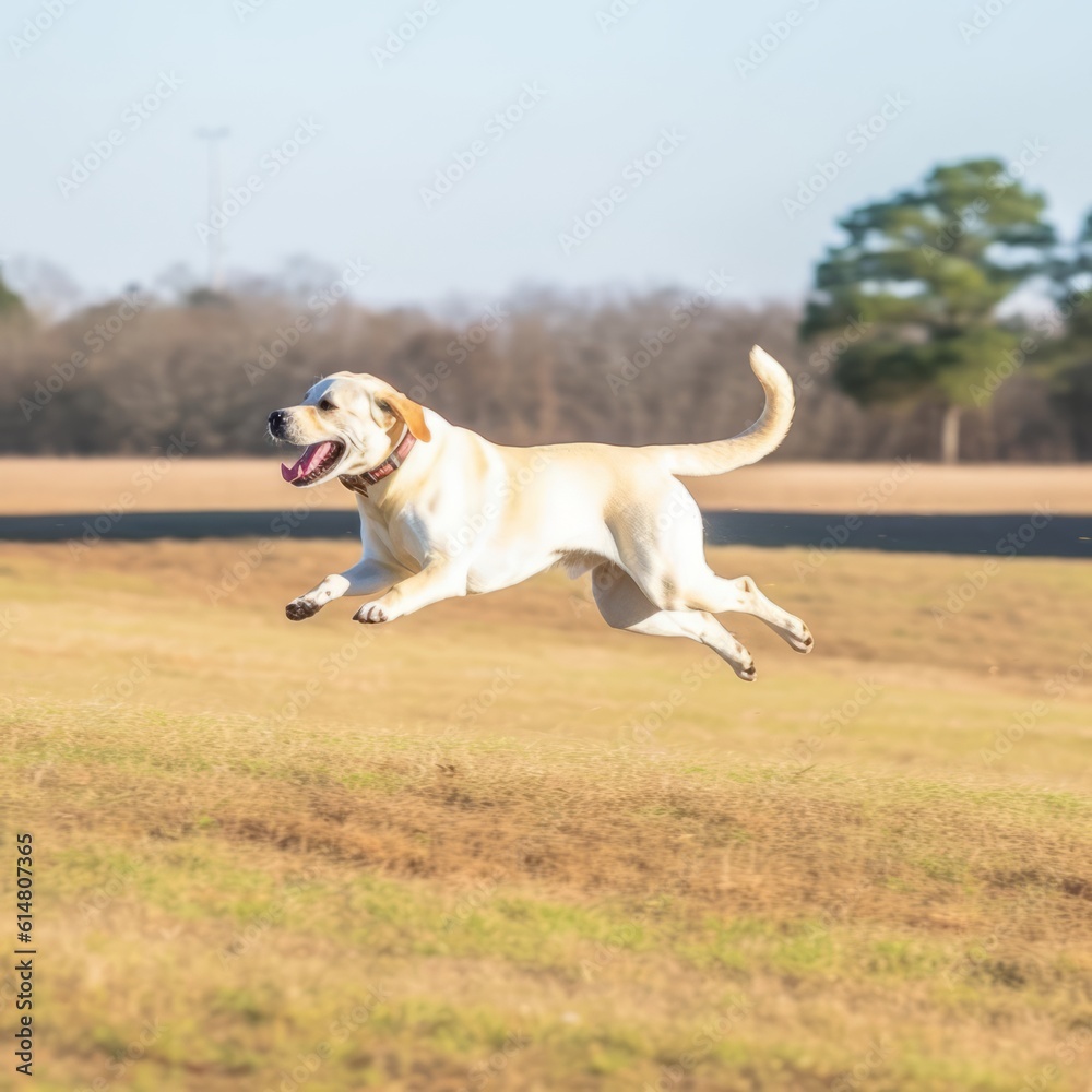 Running Labrador Retriever. AI Generative