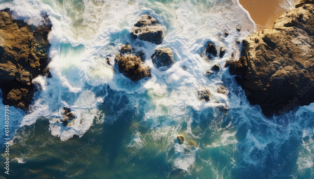 Coastal Aerial Satellite Drone Photography of Waves and Blue Waters 