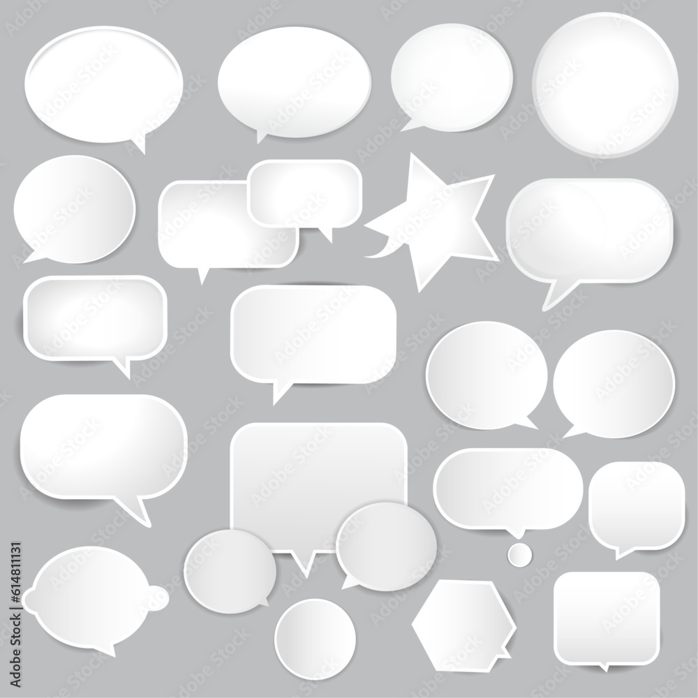 Set of white paper speech bubbles Set of white paper speech bubbles