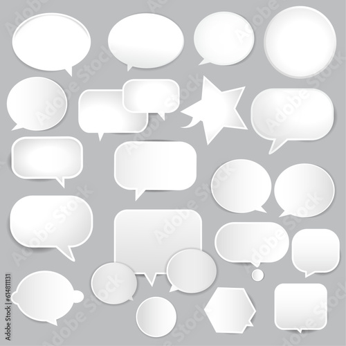 Set of white paper speech bubbles