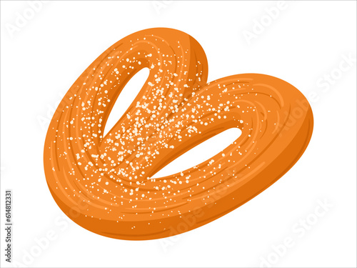 Cartoon puff pastry. Bakery tasty puff bun, sweet wheat baked pastry flat vector illustration. Flour confectionery