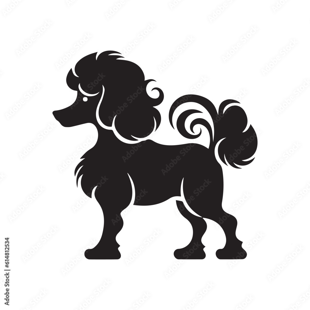 Obraz premium Poodle silhouette character with vector illustration