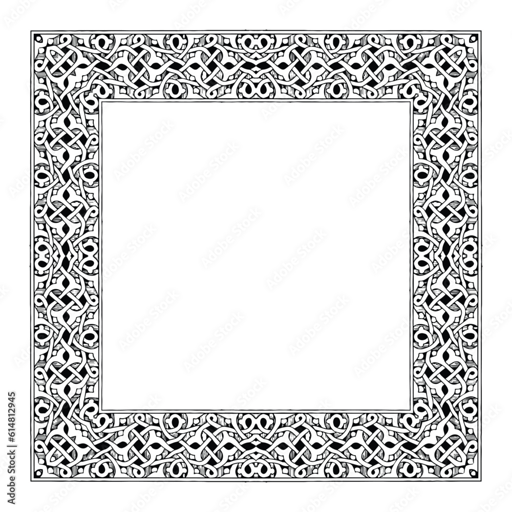 Black and white ornamental frame. Template for laser cutting. Vector illustration.