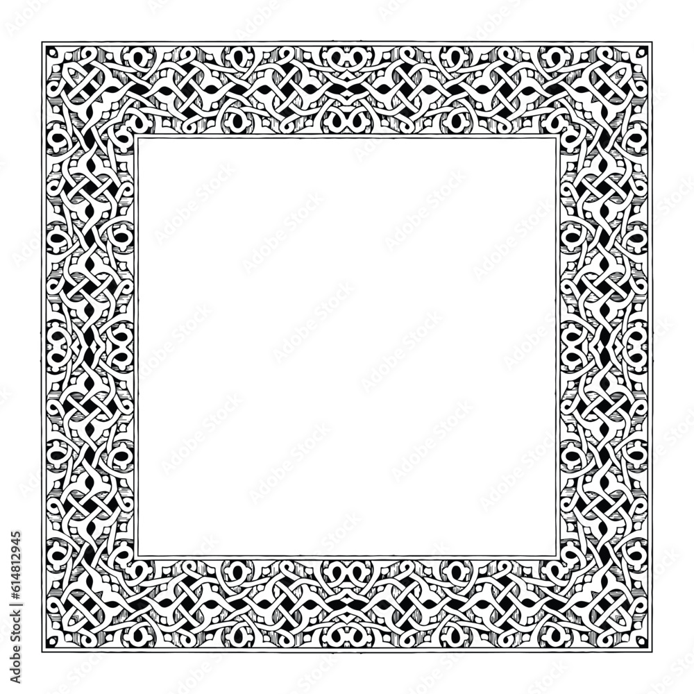 Black and white ornamental frame. Template for laser cutting. Vector illustration. Black and white ornamental frame. Template for laser cutting. Vector illustration.