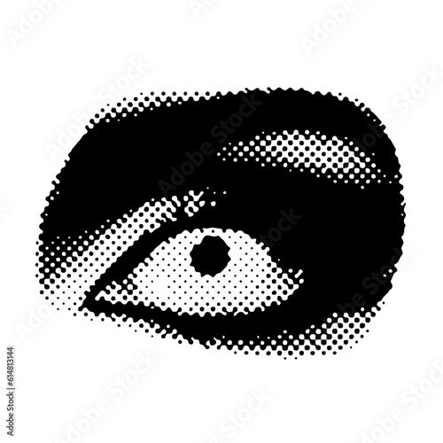 Scarry eye with halftone effect. Vector illustration.