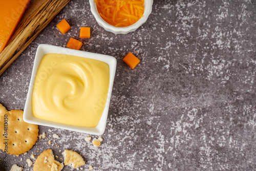 Bowl of tasty cheddar chees...