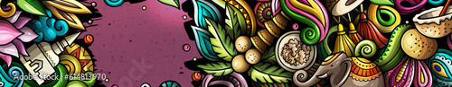 India hand drawn doodle banner. Cartoon detailed flyer.
