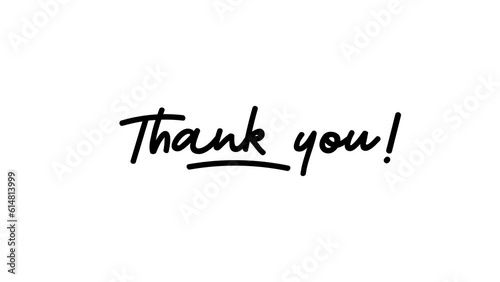 Thank you animation. Handwriting Animated in black color Suitable for Celebrations, Wishes, Events, Messages, holidays, and festivals. Transparent background. Alpha Channel. 4K