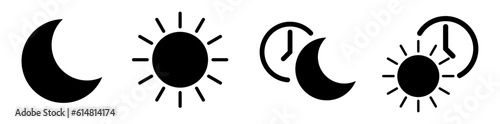 night time and day time with crescent moon and sun