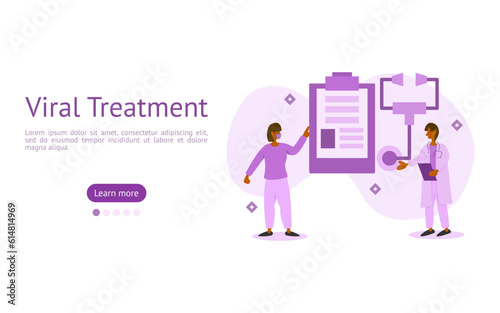 flu treatment illustration set. character goes to clinic and doctor diagnosed them patient with flu symptoms. treatment symptoms concept vector.