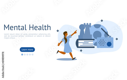 burnout syndrome recovery illustration set. characters are restored by relaxing from hobbies. mental health problems concept. vector illustration.