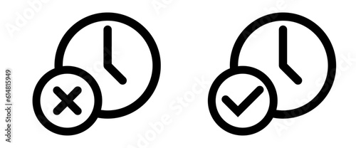 right time and wrong time icon, not on time and on time icon