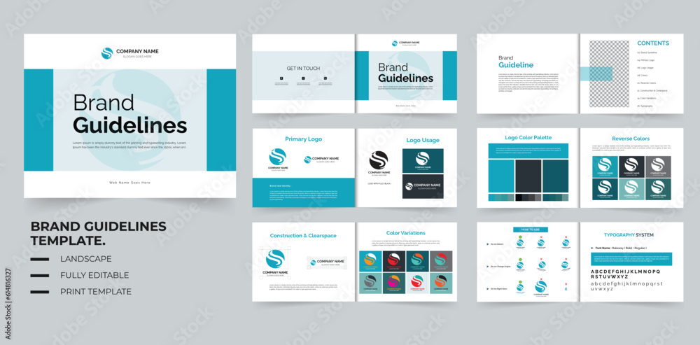 Brand Guidelines Identity template or brand manual layout design