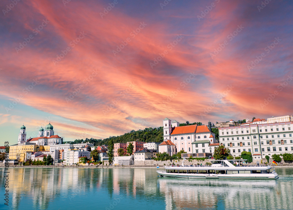 Panoramic view of the city of Passau am Inn in summer