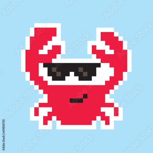 Cool crab in sunglasses pixel art. Element design for logo, stickers, web, embroidery and mobile app. Isolated vector illustration. 8-bit  © Andrii