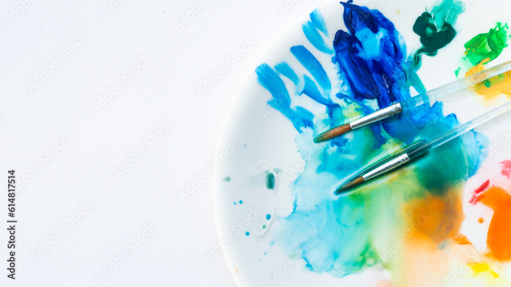 watercolor set with art brush and white paper watercolor set with art brush and white paper