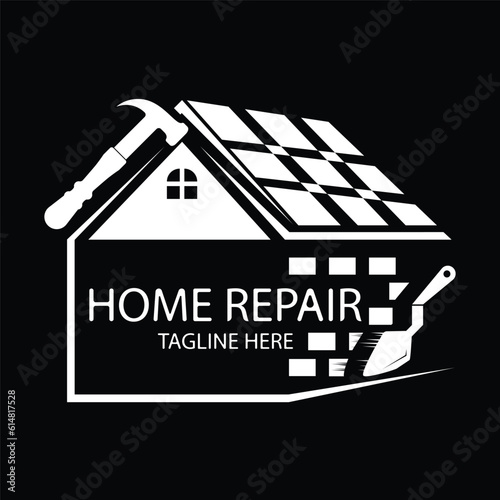 home repair vector logo design template illustration on black background