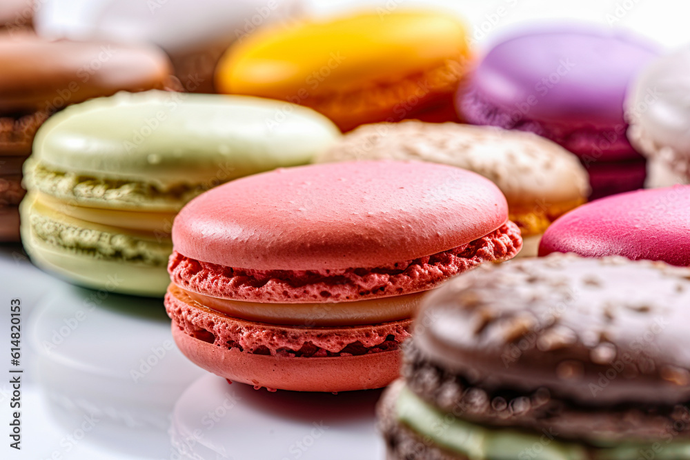 Macaroons delicious french sweet cookies. Generative Ai image