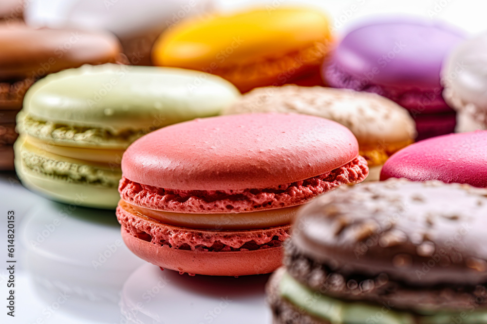 Macaroons delicious french sweet cookies. Generative Ai image Macaroons delicious french sweet cookies. Generative Ai image