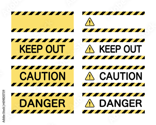 CAUTION / DANGER / KEEP OUT：注意喚起の案内板セット（英語）