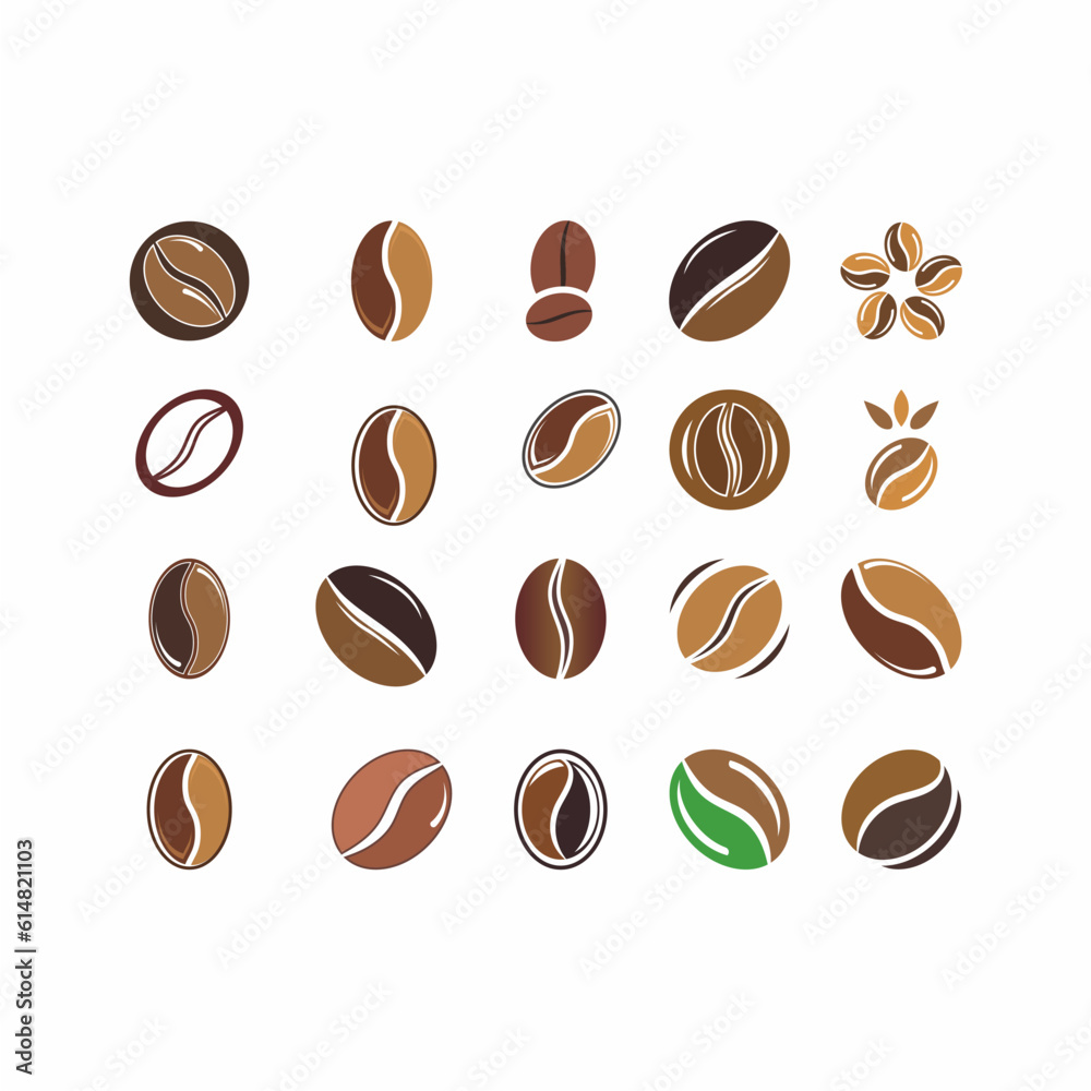 set of coffee bean logo vector icon set of coffee bean logo vector icon