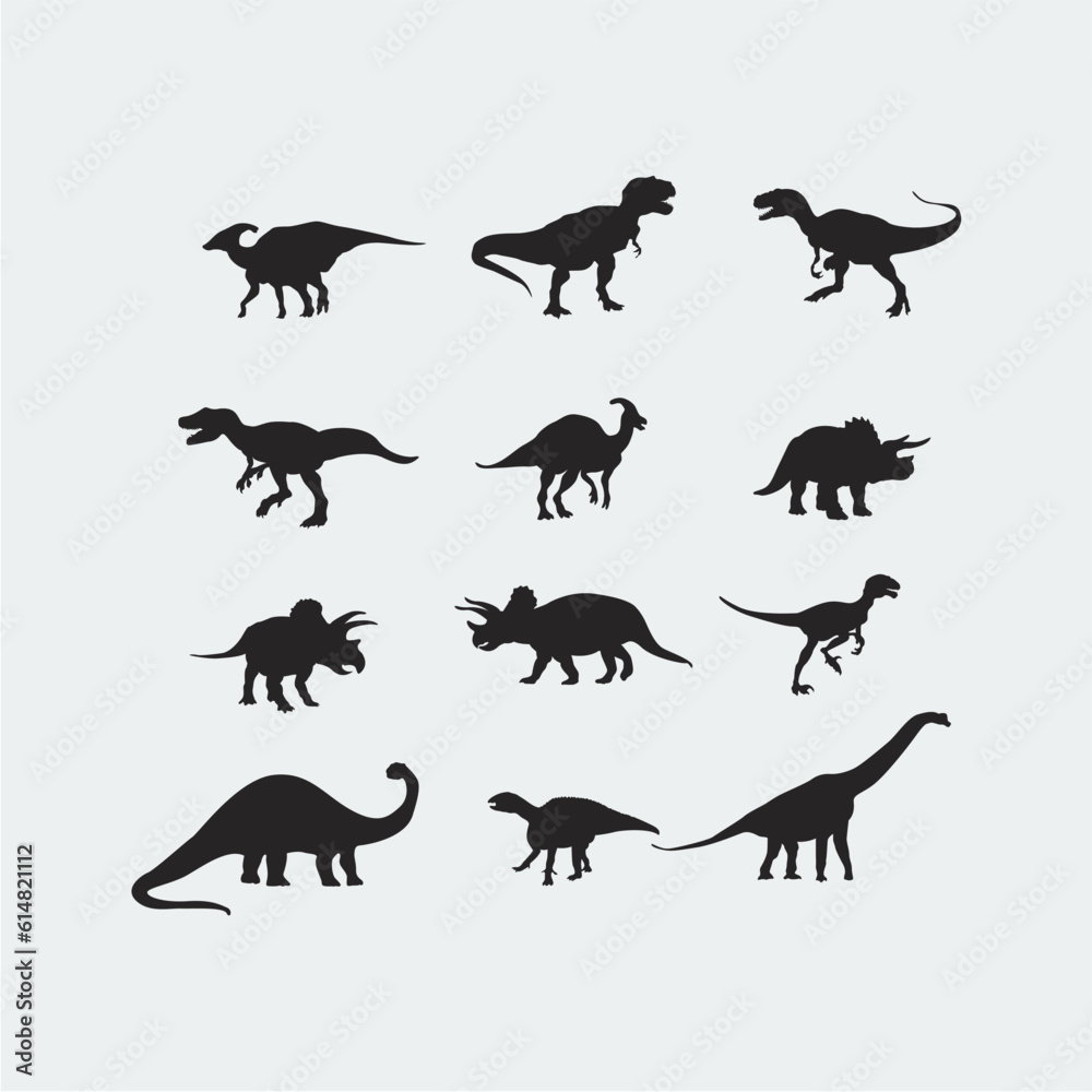 set of dinosaur vector icon