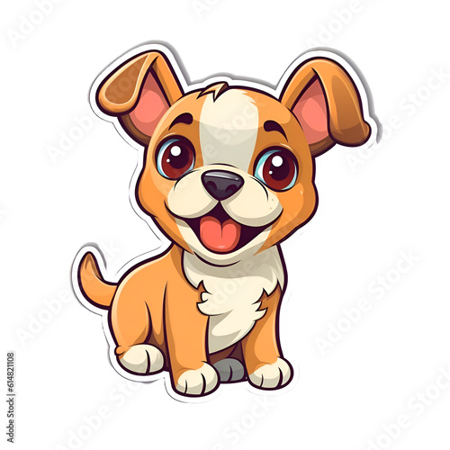 Cute cartoon dog on white background. Vector illustration of puppy.