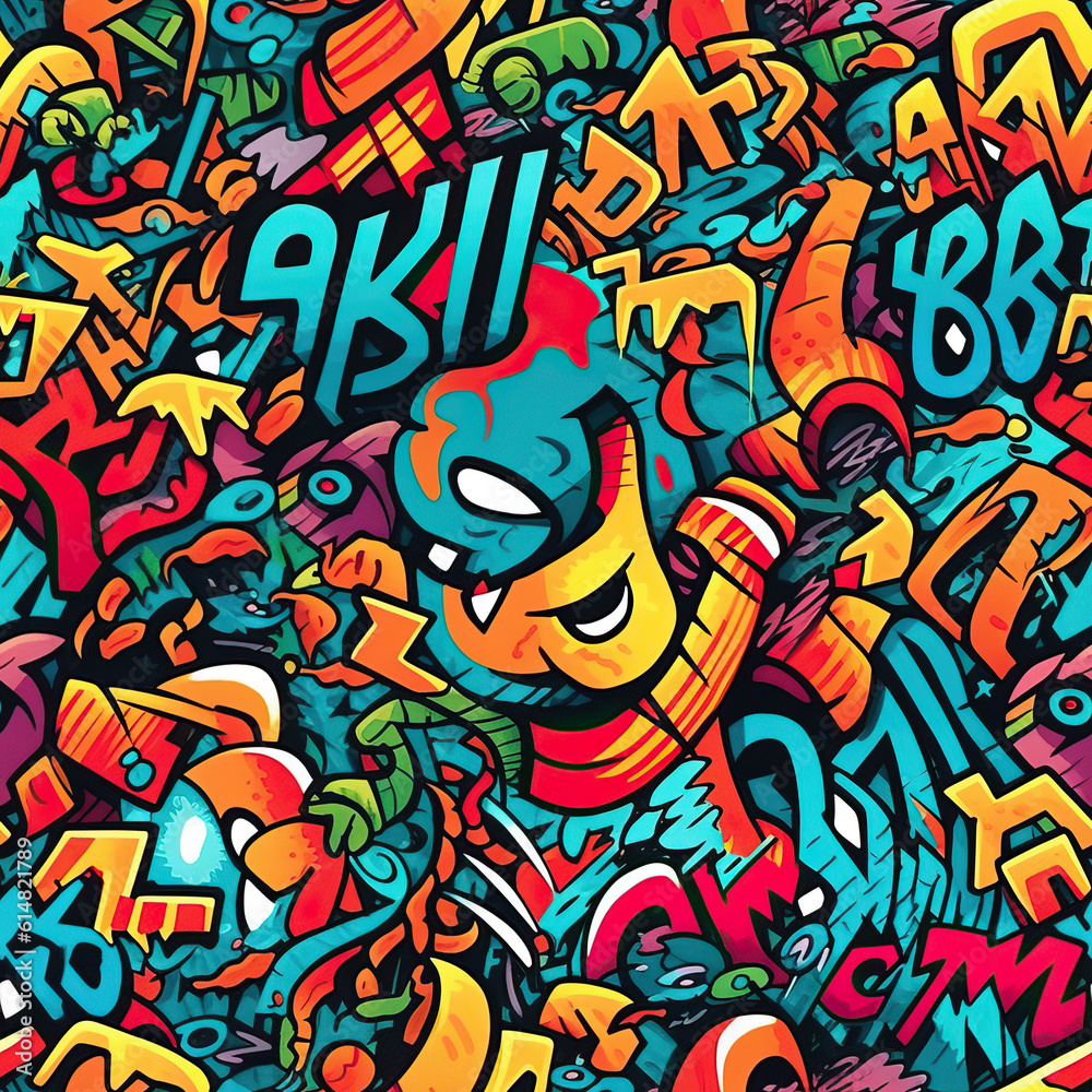 Graffiti art seamless repeat pattern, colorful funky
Graffiti art seamless repeat pattern, colorful funky