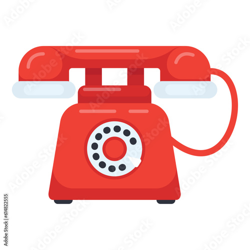 Old rotary telephone. vintage red phone isolated on a white background. vector illustration photo