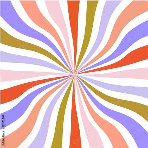 Rainbow background in circus style. Background with spiral stripes. Beautiful background for a poster, postcard, invitation.