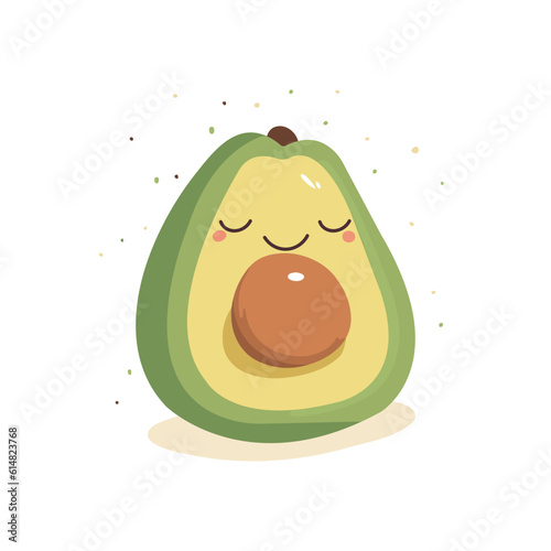 cute cartoon avocado isolated on white background.