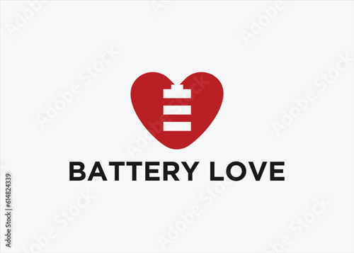 love with battery logo design vector silhouette illustration