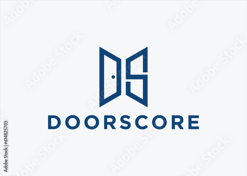 letter ds door logo design vector silhouette illustration