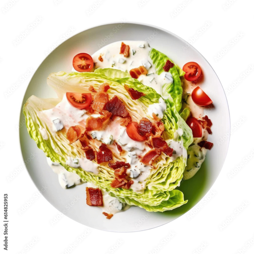 Delicious Wedge Salad with Bacon, Tomato and Blue Cheese Isolated on a Transparent Background