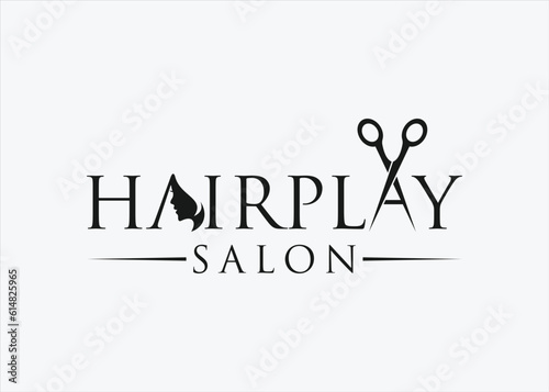 hair salon logo design vector silhouette illustration