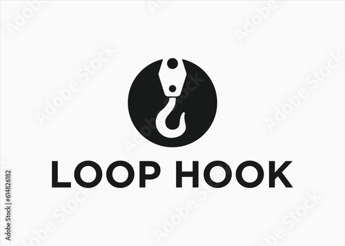 hook crane logo design vector silhouette illustration