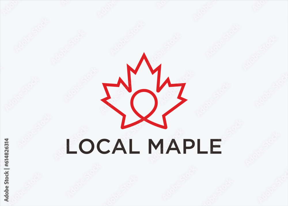 maple leaf with location logo design vector silhouette illustration