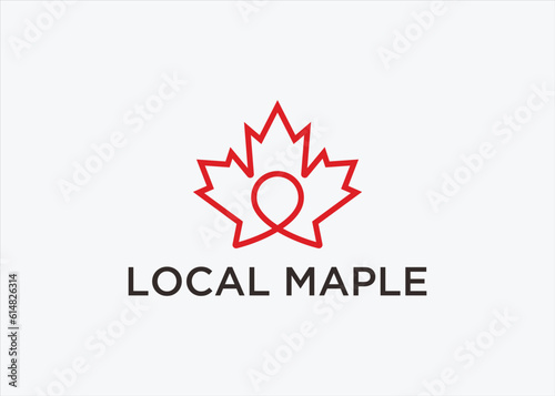 maple leaf with location logo design vector silhouette illustration