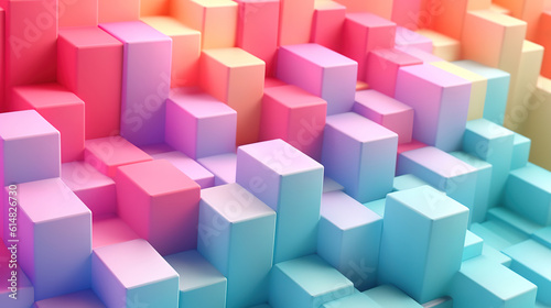 Pastel Colored Tech Background with a Geometric 3D Structure. Generative Ai