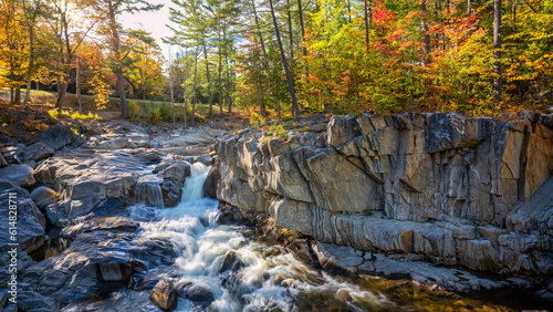 Fototapeta Naklejka Na Ścianę i Meble -  Rangeley Lakes Scenic Byway - Coos Canyon waterfall and rapids in Autumn on the Swift River - Maine.  