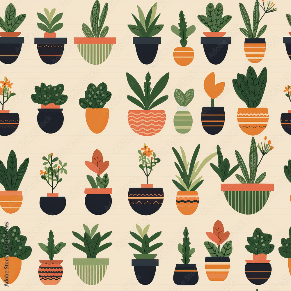 Plants cute seamless repeat cartoon pattern Plants cute seamless repeat cartoon pattern