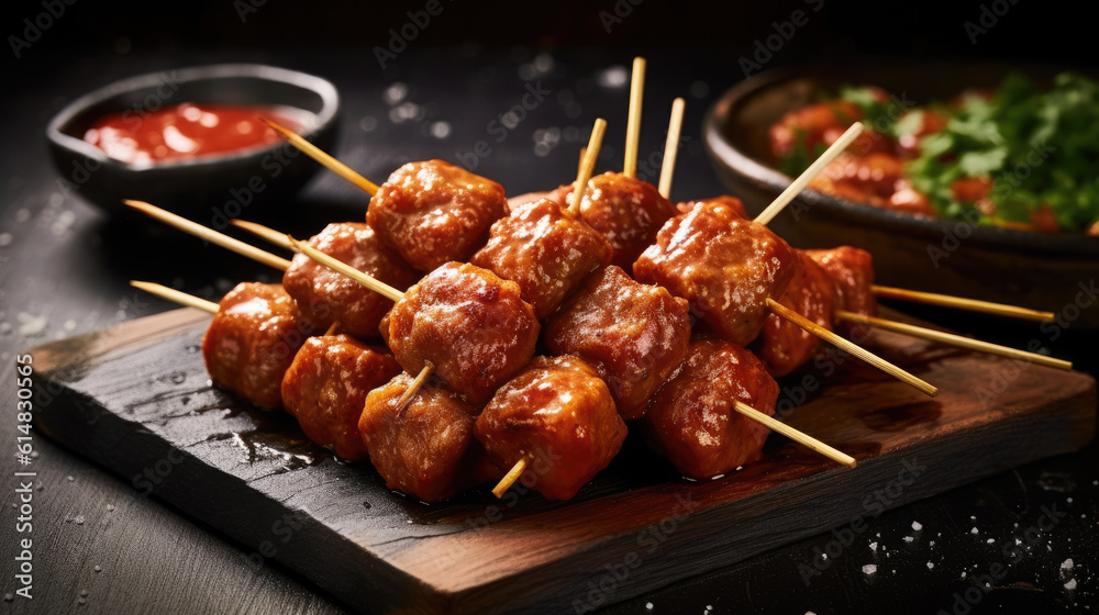 Delicious grilled meatballs served on a plate or bowl