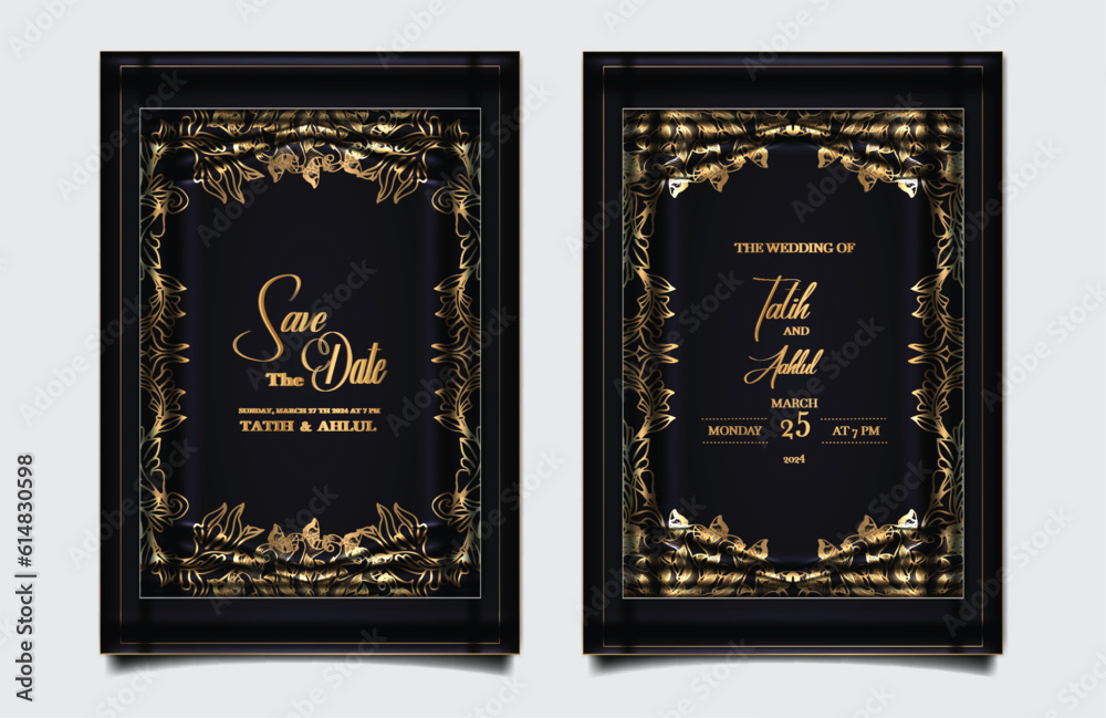 luxury Elegant wedding invitation design set luxury Elegant wedding invitation design set